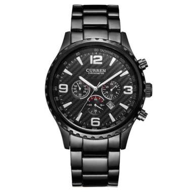 CURREN 8056 Jam Tangan Pria Analog Stainless Steel Chronograph Tidak Aktif Hitam Hitam