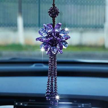 Car Crystal Pendant | Gantungan Pajangan Bunga Spion Tengah Mobil Purple