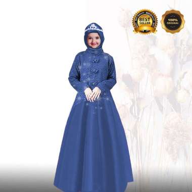 Terlaris Busana Muslim Baju Gamis KAELA MAXI DRESS Kids Kebaya Brokat Anak Trendi S navy
