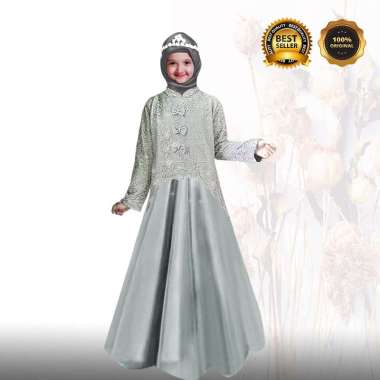 Terlaris Busana Muslim Baju Gamis KAELA MAXI DRESS Kids Kebaya Brokat Anak Trendi M silver