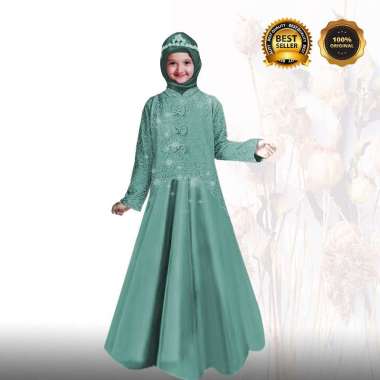 Terlaris Busana Muslim Baju Gamis KAELA MAXI DRESS Kids Kebaya Brokat Anak Trendi XL navy