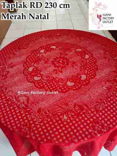 SPESIAL MERAH NATAL Taplak Meja Makan Bundar / Taplak Meja Tamu Besar RD 230 cm Kode 766 Merah