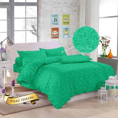 Monalisa Polos Jacquard Butterfly Floral Set Sprei [Tinggi 20 cm] Queen Light Green