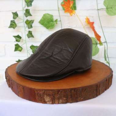 Topi Kulit Asli Topi Pet Topi Mafia Topi Detektif Topi Newsboy Klasik Coklat
