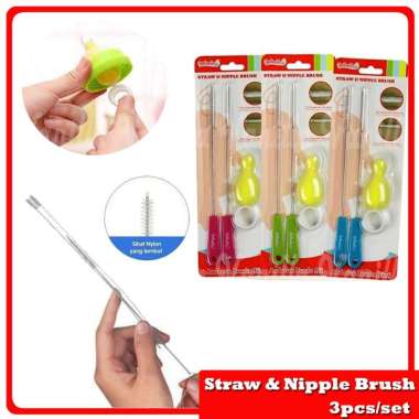 RELIABLE Straw and Nipple Sponge Brush Sikat Sedotan dan Spon Pembersih Dot