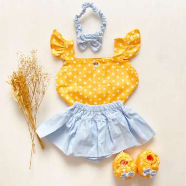 GEMPITA POLKA BLOOMERS SET 0-12 bulan yellow