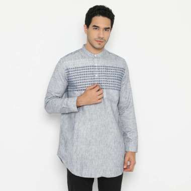 Platini Kemeja Kurta Pria Lengan Panjang Katun Biru 86020 M