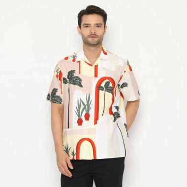 Platini Baju Kemeja Motif Pria Lengan Pendek Katun Pink Merah 73276 S