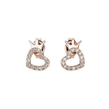 Crown Love Earrings - Anting Crystal by Her Jewellery - Rose Gold
