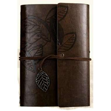 Buku Catatan Binder Kulit Retro Leaf Kertas A5 Coffe