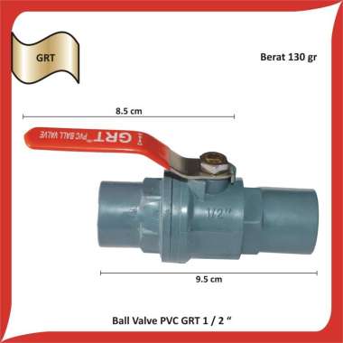 Ball Valve PVC Engkol GRT Polos Stop Keran gagang Besi 1/2"