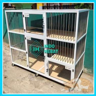 Kandang Kucing Aluminium Putih 2 Pintu Tingkat Warna Putih Murah