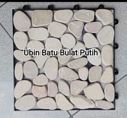 Mitra Loka Keramik Ubin Batu Alam Decking Tile Lantai Batu Taman Outdoor Bulat Putih
