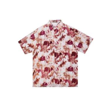 Nade Japan NTA41 kemeja pantai kasual pria abstrak coklat Coklat S