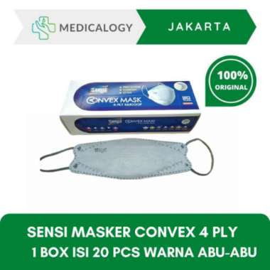 Sensi Masker Sensi Convex Masker Wajah Abu-Abu isi 20 Masker Sensi Convex