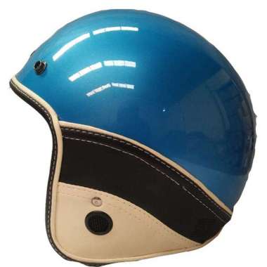 Helm Jetstar Semi kulit Blue + Kaca L Blue