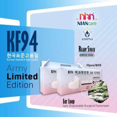 Masker Korea KF94 NIAN CARE / Masker 4 ply Medis / Masker Korea Standard - Army