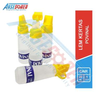 Lem Kertas Povinal Original [22 mL] / Lem Kertas Cair Bening / Perekat Kertas Stik Slime Super / Pap