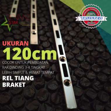 Rel tiang braket 120cm (1,2meter) untuk rangkaian rak dinding kaca rak kayu rak gantungan baju brake