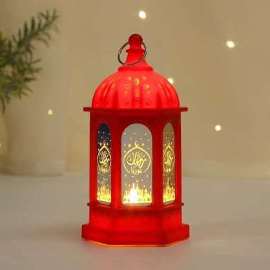 Lampu Hias Dekorasi Lilin LED Lentera Elektrik Lantern Idul Fitri Merah