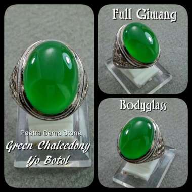 CINCIN GREEN CHALCEDONY IJO BOTOL LIKE BACAN SIZE KANTORAN FULL GIWANG RING 9