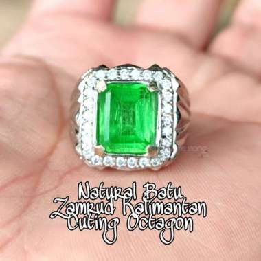 Cincin Batu Permata Zamrud Kalimantan Cuting Octagon Original RING 7