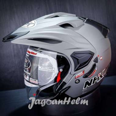 NHK HELM PREDATOR CRYPTON | GREY DOFF | Half Face Double Visor M
