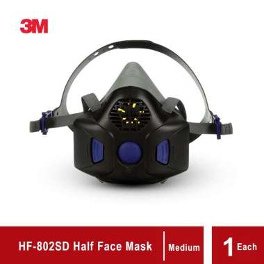 3M HF-802SD Half Secure Click Facepiece Reusable Respirator - Medium Hitam