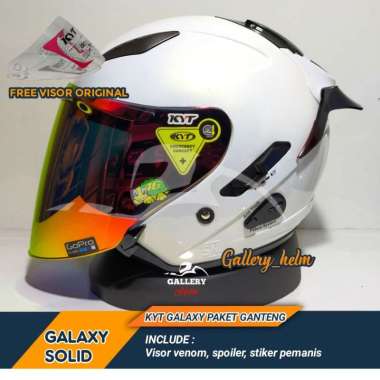 HELM KYT GALAXY FLAT R PUTIH | PAKET GANTENG VISOR VENOM XXL Putih visor red gold