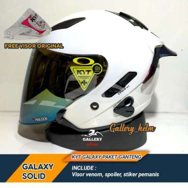HELM KYT GALAXY FLAT R PUTIH | PAKET GANTENG VISOR VENOM XXL Putih visor gold