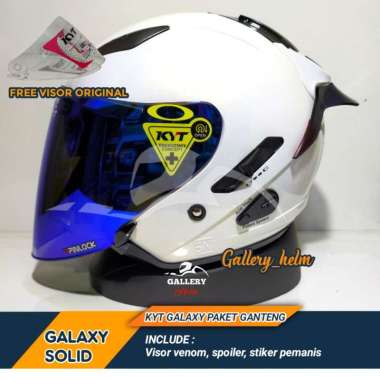 HELM KYT GALAXY FLAT R PUTIH | PAKET GANTENG VISOR VENOM XXL Putih visor blue