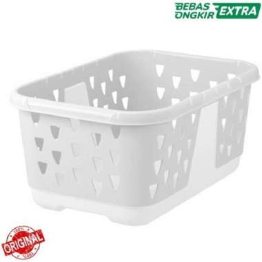 Kotak Keranjang Laundry Plastik Wadah Cucian 58x38x24cm Original_Putih