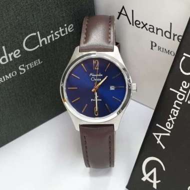 Jam Tangan Kulit Wanita Alexandre Christie AC1009 AC 1009 Brown Blue Original Garansi Resmi 1 Tahun