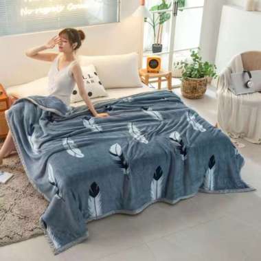 selimut tebal bulu halus king 180x200 motif pohon impor temurah - BULUABU180list ORIGINAL 100 % Mult