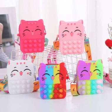 Tas pop it bag Selempang Anak Perempuan Cat Kucing Dompet koin Mini