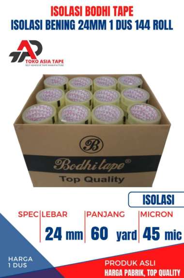 ISOLASI / SELOTIP BENING BODHI TAPE 24MM X 60YARD 1 DUS TERMURAH BENING
