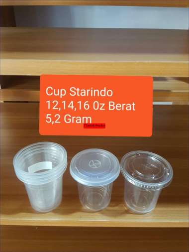 Starindo + Cup Plastik + 12 Oz, 14 Oz, 16 Oz + Gelas Plastik (Retail) 16 Oz
