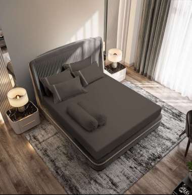 Kintakun Beglance Cotton Sprei 160 Queen Katun Bantal Embroidery Rookie Brown