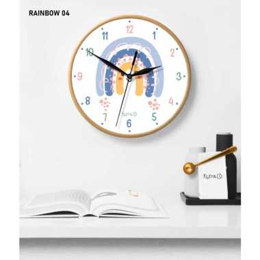 JAM KAYU MINIMALIS/JAM DINDING KAYU/JAM CUSTOM MODEL KAYU 30 CM RAINBOW 04