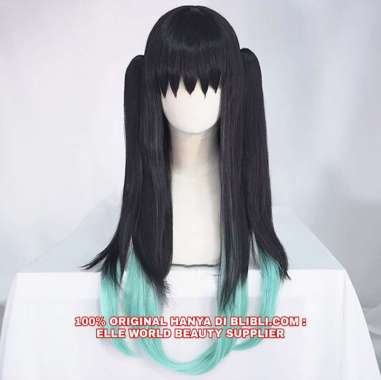 RAMBUT PALSU WIG COWOK PRIA PANJANG LURUS GRADASI HITAM BIRU WIG MUICHIRO TOKITO MUICHIRO TOKITOU MU