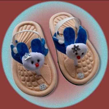 Sandal Baby Anak Perempuan Motif Boneka Rabit Cute Usia 1 - 2 Tahun 21 biru