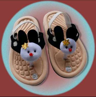 Sandal Baby Anak Perempuan Motif Boneka Rabit Cute Usia 1 - 2 Tahun 24 hitam
