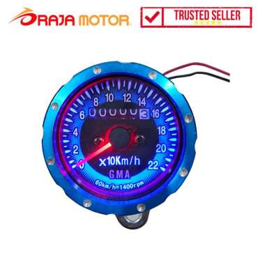 RajaMotor Speedometer Universal Bulat Chrome Biru Biru/Chrome
