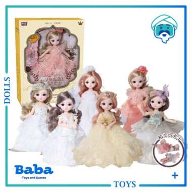 Mainan Barbie Korea Princess Cantik Wedding Dress Boneka Doll 21 cm