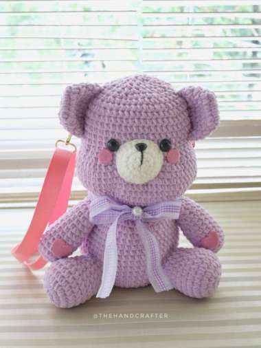 DIY rajut crochet tas teddy bear Multicolor
