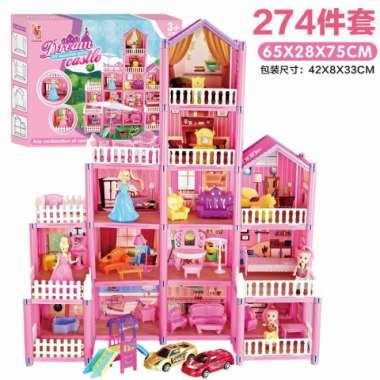 Mainan Anak Rumah Barbie Dream Castle Lengkap dengan Boneka Princess