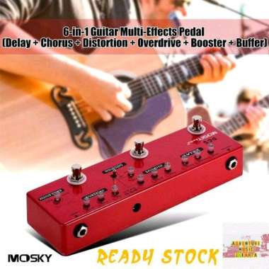 MOSKY DC5 Pedal Efek Gitar Delay Chorus Distortion Overdrive Booster Buffer 6 in 1
