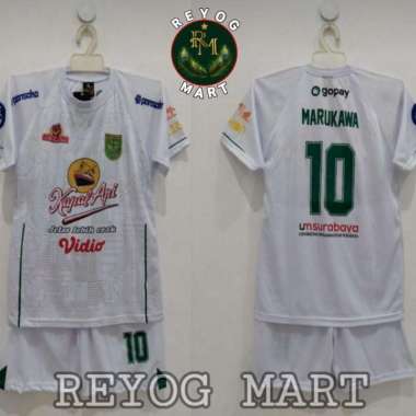 SETELAN ANAK JERSEY PERSEBAYA AWAY 2021 2022 PUTIH BRI LIGA 1 Ukuran 20