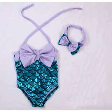 BAJU RENANG MERMAID IKAN DUYUNG RAINBOW PELANGI BIKIN SET SWIMSUIT MERMAID