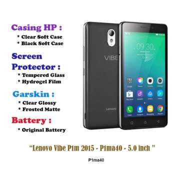 Lenovo Vibe P1m 2015 - P1ma40 - 5.0 inch - Case - Screen Protector - Battery - Dll Black Soft Case